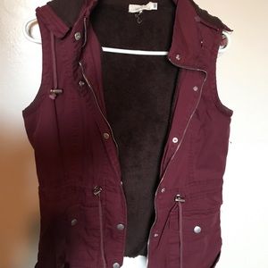 Burgundy fleece lined vest